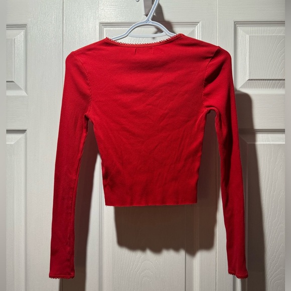 Topshop Long Sleeve Shirt Red - Picture 2 of 3